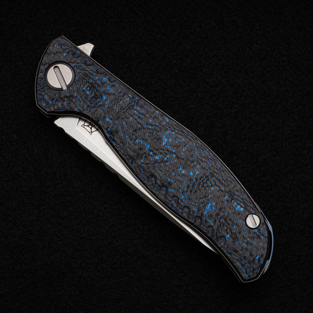 SHIROGOROV F3 NS – M390 Blade – Blue Carbon Fiber Handle – MRBS