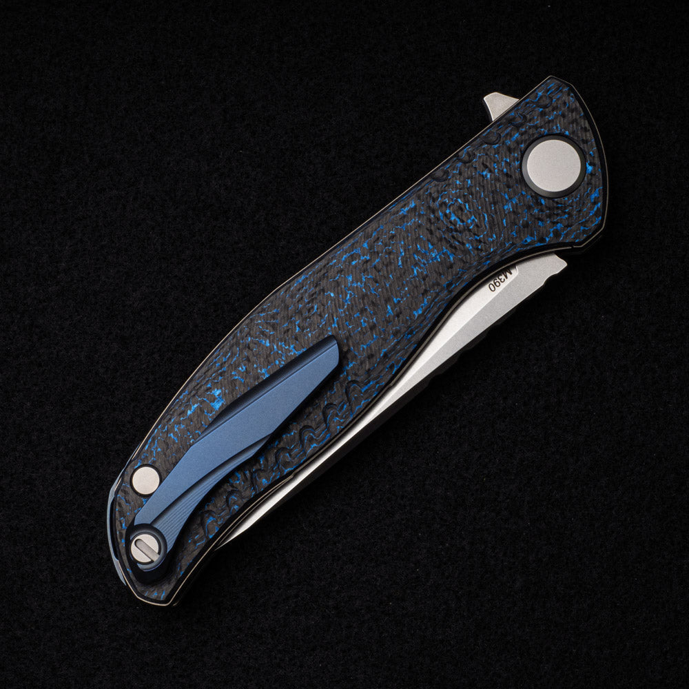 SHIROGOROV F3 NS – M390 Blade – Blue Carbon Fiber Handle – MRBS