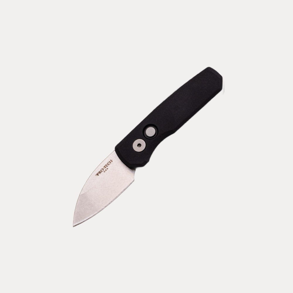 Pro-Tech Knives Runt 5 - Black Aluminum Handle - Stonewash Magnacut Wharncliffe Blade - R5301