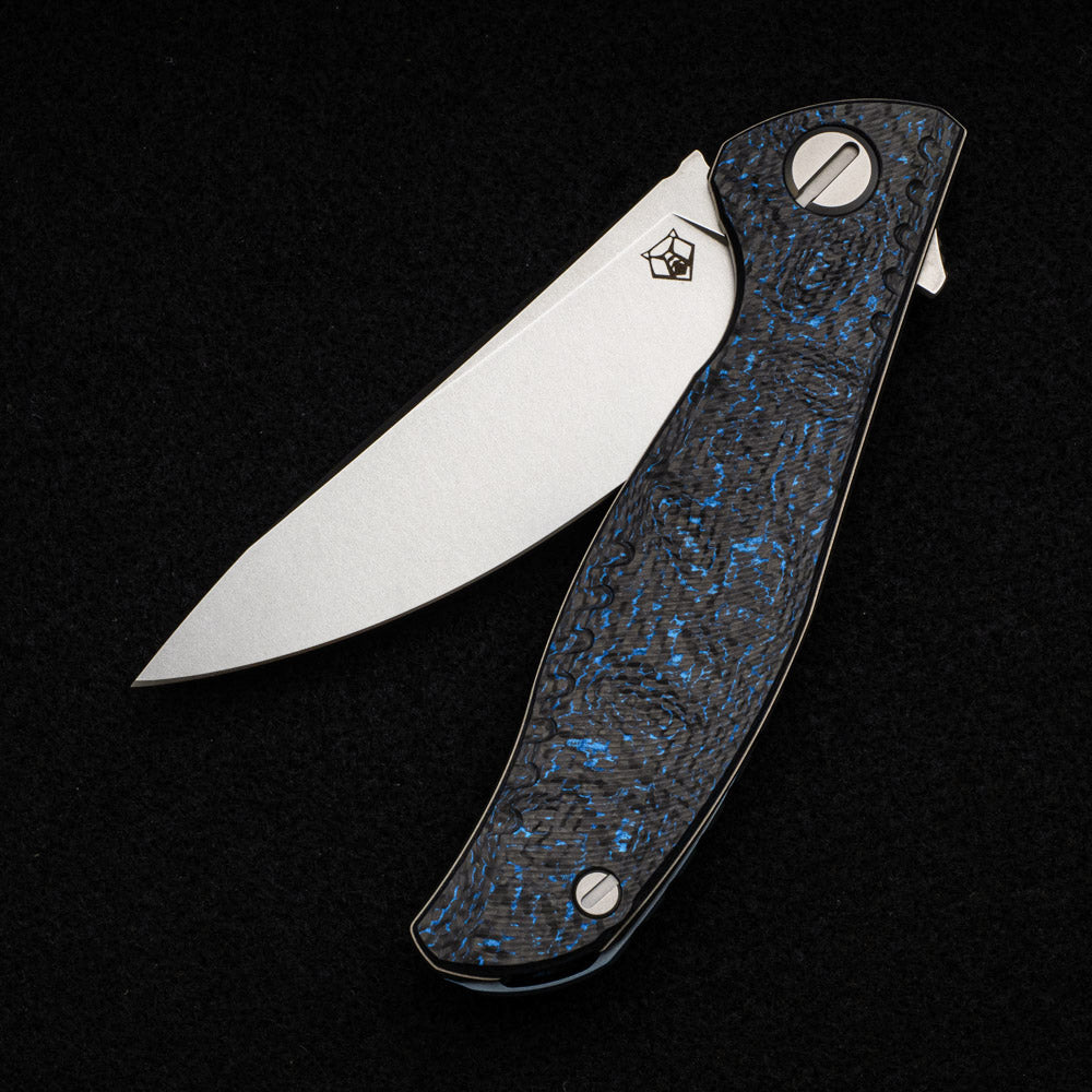 SHIROGOROV F3 NS – M390 Blade – Blue Carbon Fiber Handle – MRBS