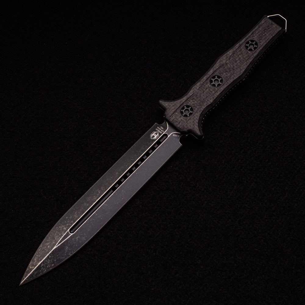 Heretic Nephilim – Carbon Fiber Handle – Battle Worn Elmax Blade