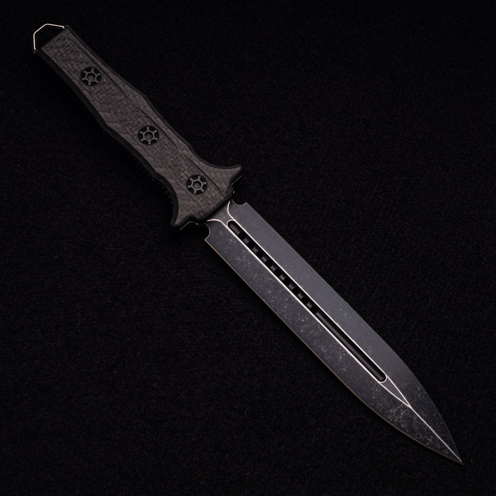 Heretic Nephilim – Carbon Fiber Handle – Battle Worn Elmax Blade