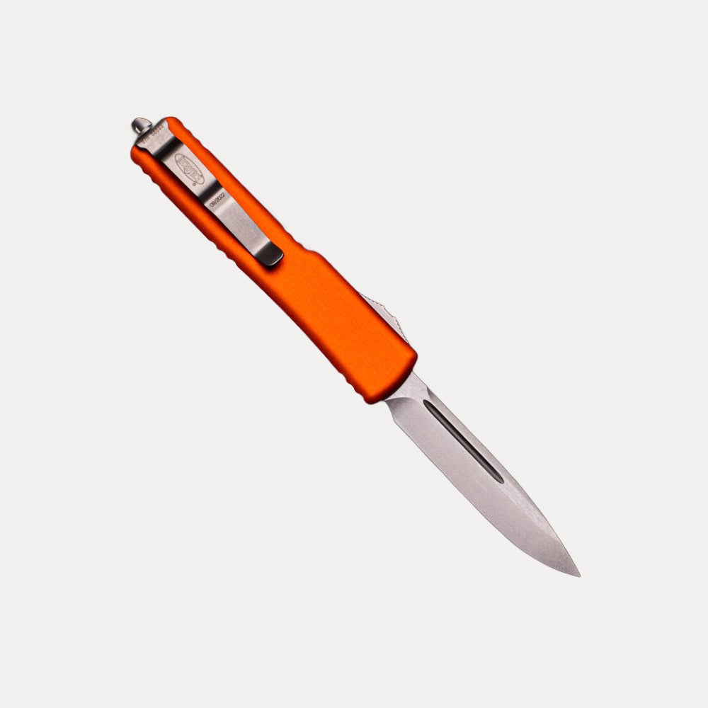 MICROTECH UTX-70 – S-E ORANGE STONEWASH STANDARD – M390 BLADE – 148-10 OR