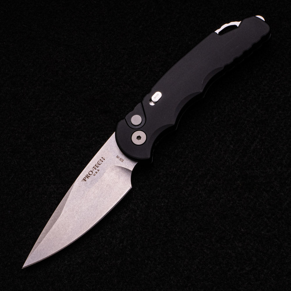 Pro-Tech Knives Tactical Response 5 Auto – Black Handle – Stonewash Blade – Plain Edge T501