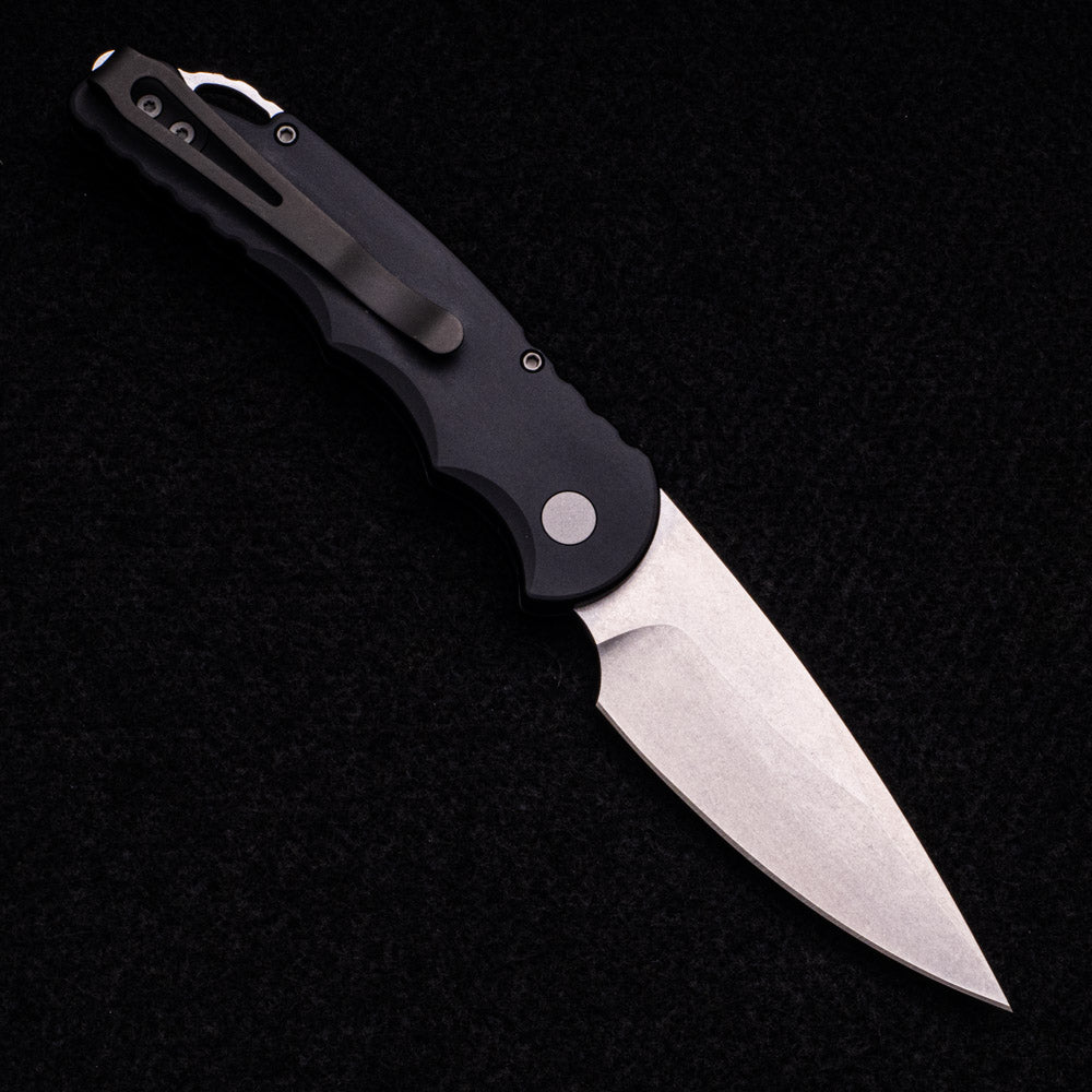 Pro-Tech Knives Tactical Response 5 Auto – Black Handle – Stonewash Blade – Plain Edge T501