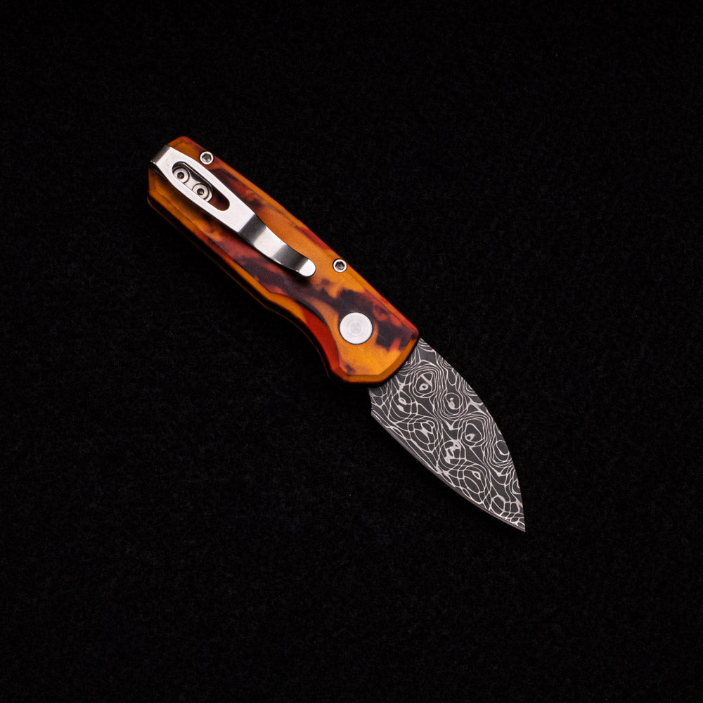 Pro-Tech Knives Runt 5 Auto – Custom “Del Fuego” Anodized Handle – Pearl Button – Vegas Forge Blade R5301-DF