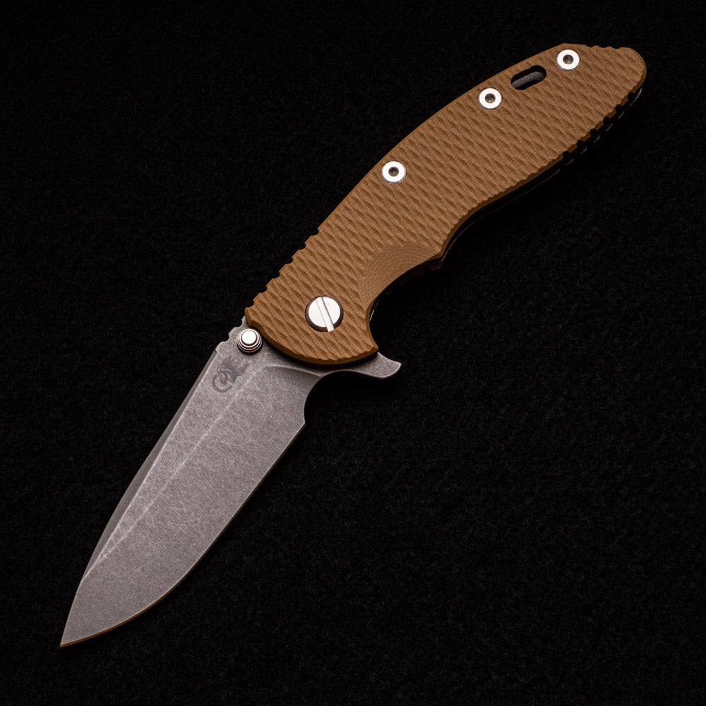 Hinderer Knives XM-18 3.5″ – S45VN Spearpoint – Tri-Way – Working Finish – Coyote G10