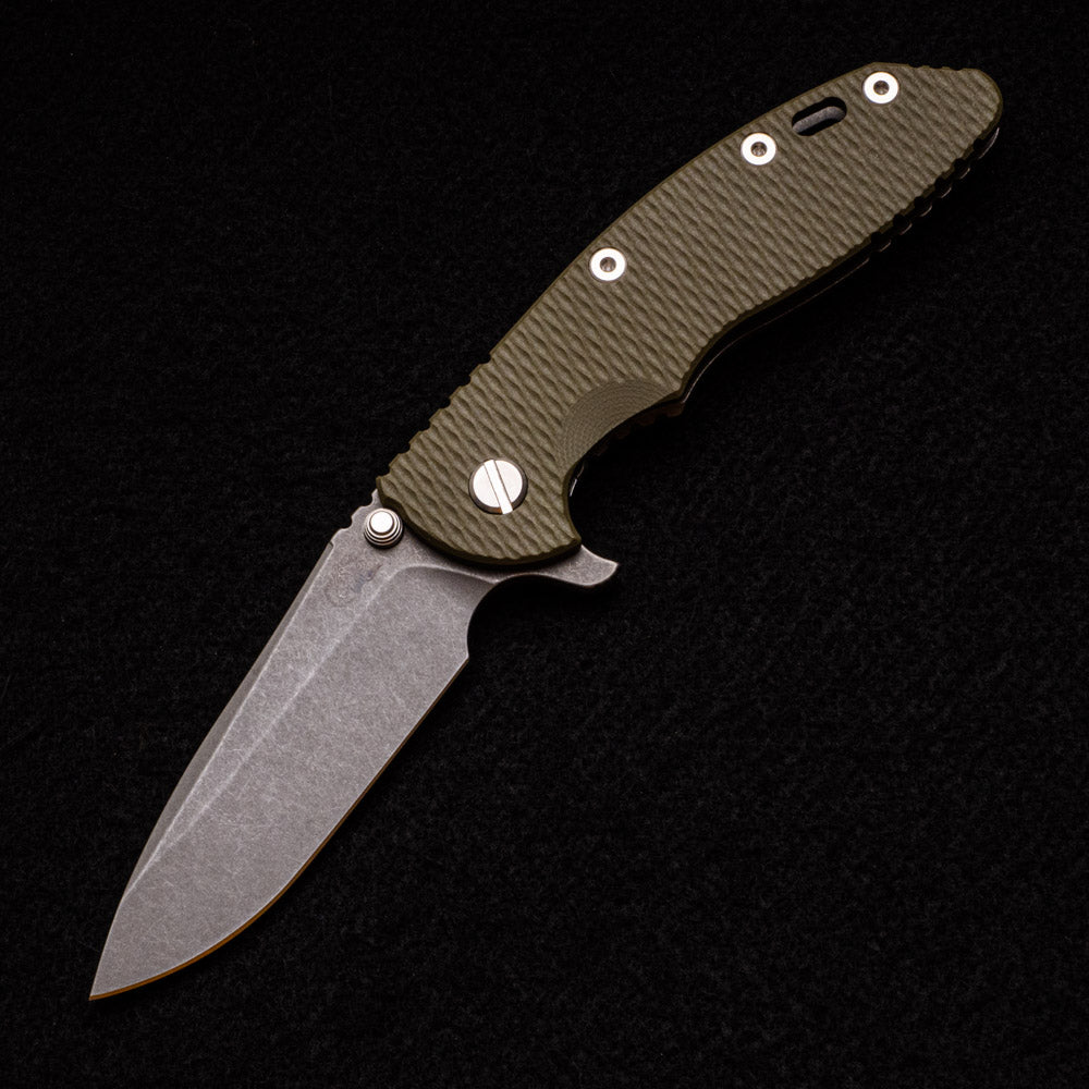 Hinderer Knives XM-18 3.5″ – S45VN Spearpoint – Tri-Way – Working Finish – OD Green G10