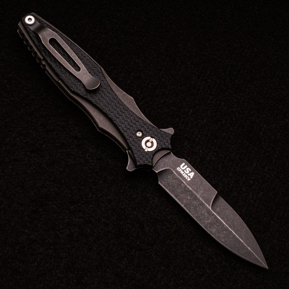 Hinderer Knives Maximus – CPM 20CV Bayonet Grind – Tri-Way – Battle Black – Black G10