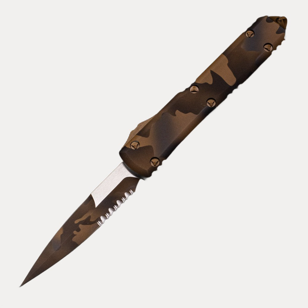 MICROTECH ULTRATECH BAYONET GRIND – COYOTE CAMO – PARTIAL SERRATED COYOTE BLADE – SIGNATURE SERIES 120-2CCS