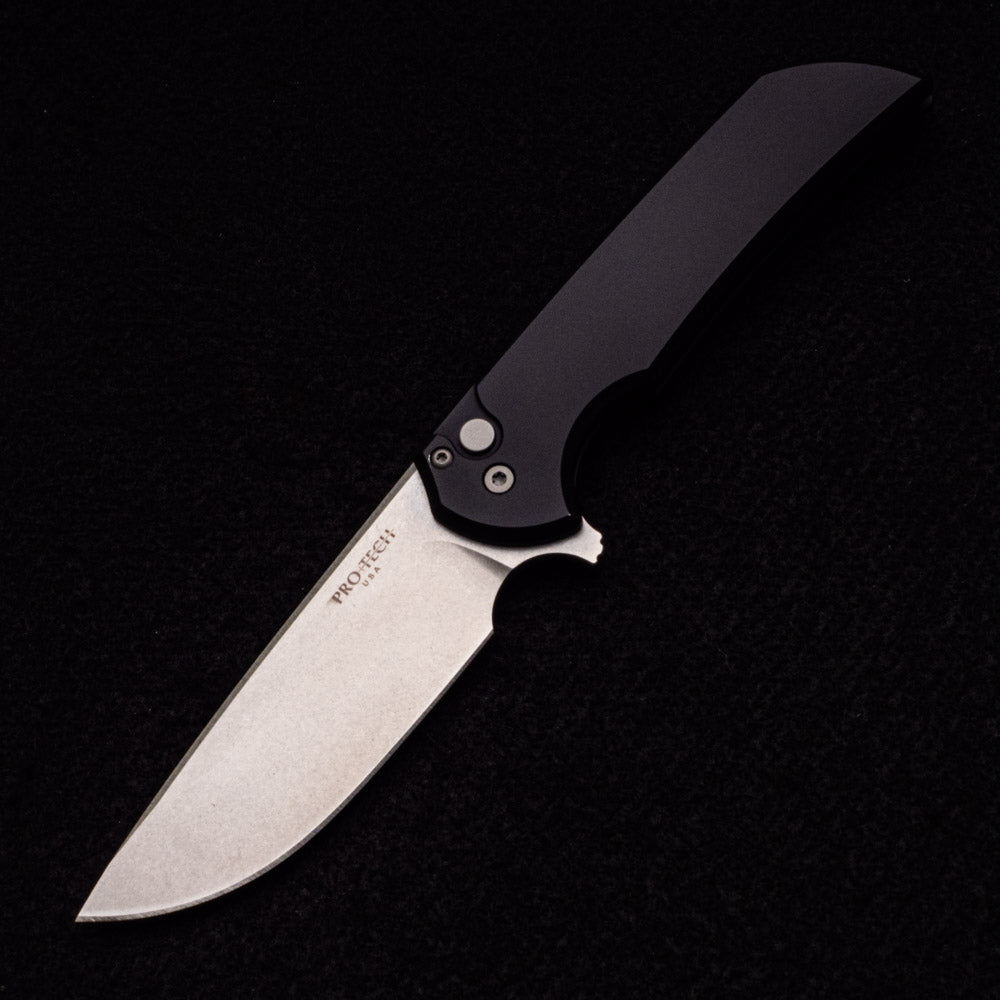 Pro-Tech Knives Mordax – Solid Black Aluminum Handle – Stonewash Magnacut Blade – MX101