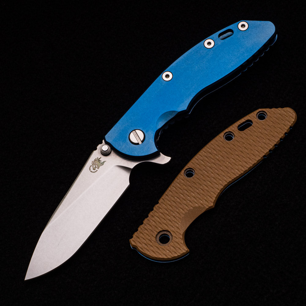 Hinderer Knives XM-18 3.5″ – Slicer – Tri-Way – Stonewash Blue – Coyote G10