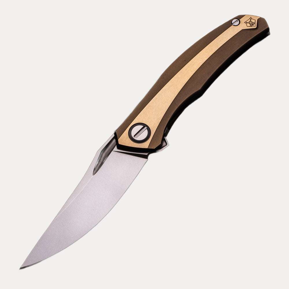 Shirogorov Knives Quantum – Bronze Titanium Handle – M398 Blade – MRBS