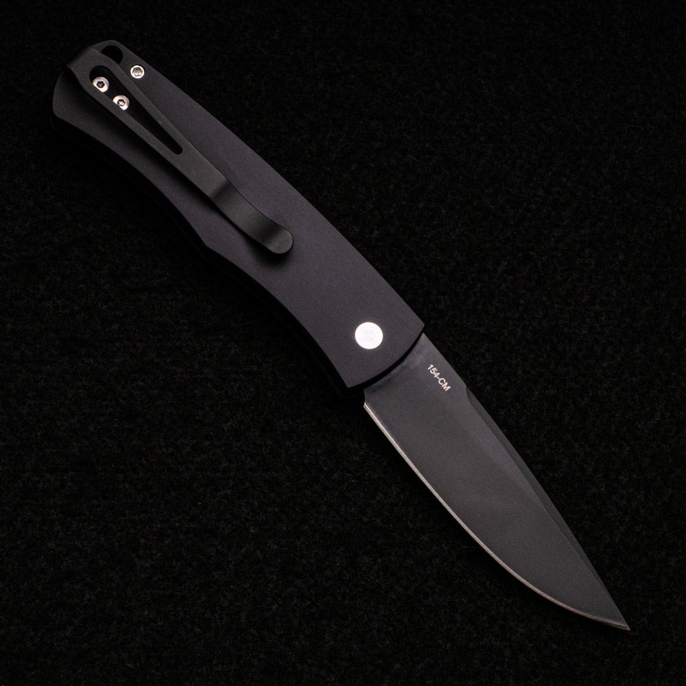 Pro-Tech Knives “Whiskers” Design – Tuxedo Black Handle – Ivory Micarta – Black Blade BR-1.52