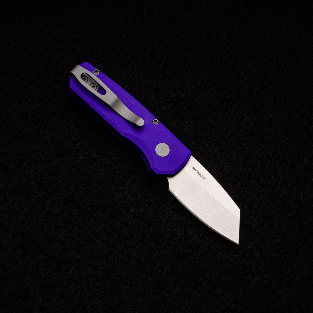 Pro-Tech Knives Runt 5 – Purple Aluminum Handle – Stonewash Magnacut Reverse Tanto Blade – R5401-Purple