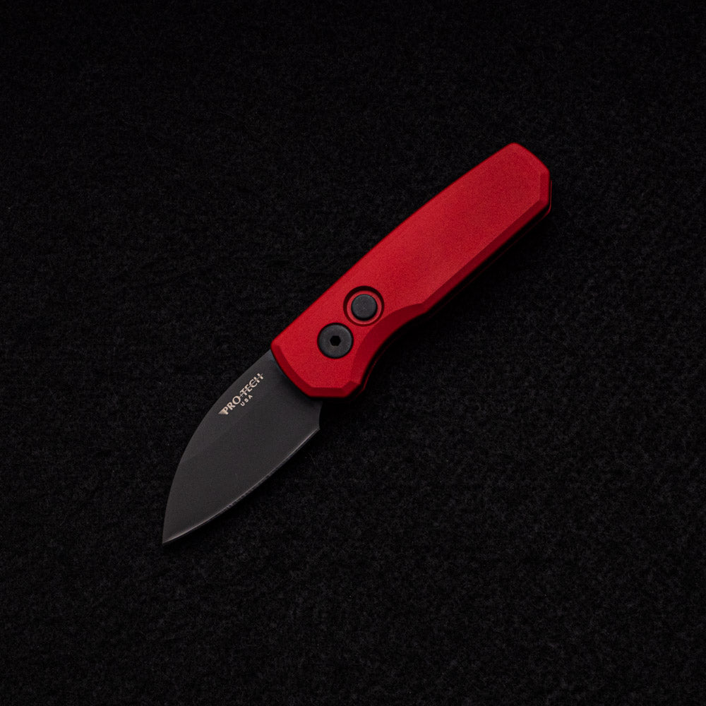 Pro-Tech Knives Runt 5 - Solid Red Aluminum Handle - DLC Black Magnacut Wharncliffe Blade - R5303-RED