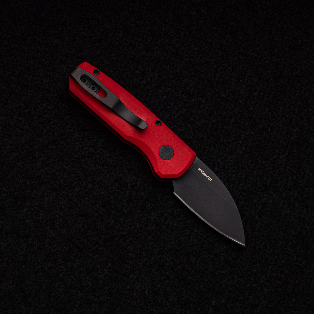 Pro-Tech Knives Runt 5 - Solid Red Aluminum Handle - DLC Black Magnacut Wharncliffe Blade - R5303-RED