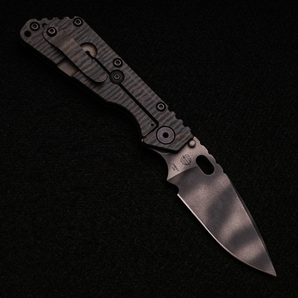 Strider Knives SMF – Titanium - Aluminum Handle – Tiger Stripe Drop Point CPM 20CV Blade