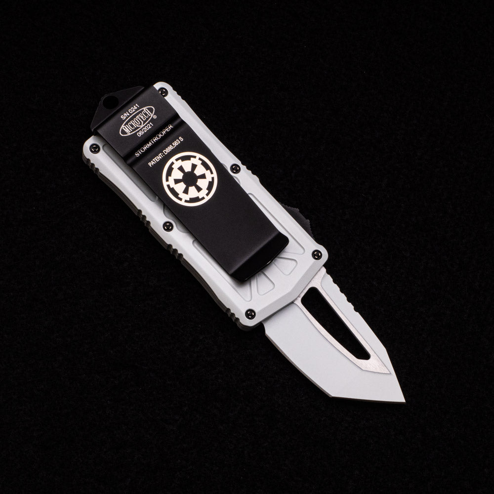 MICROTECH EXOCET 158-1 ST TANTO - CA-LEGAL OTF KNIFE - MONEYCLIP STORMTROOPER STANDARD