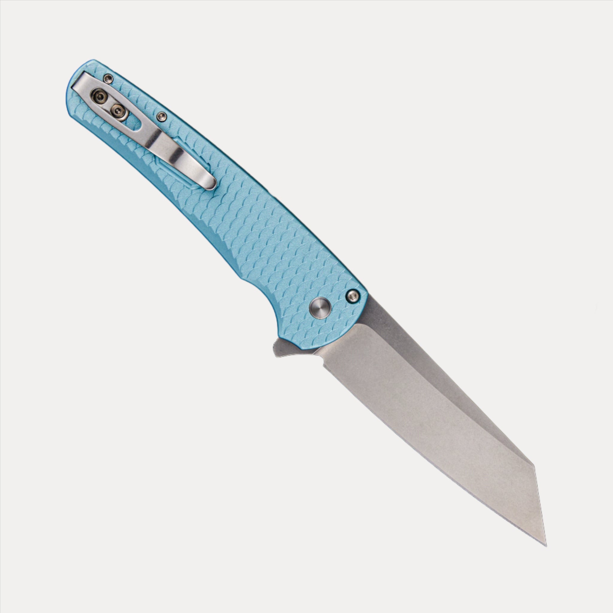 Pro-Tech Knives CCKS Fall 2023 Malibu Exclusive – Tiff. Blue Dragonscale Al Handles – Stonewash 20CV Blade – Pearl Button