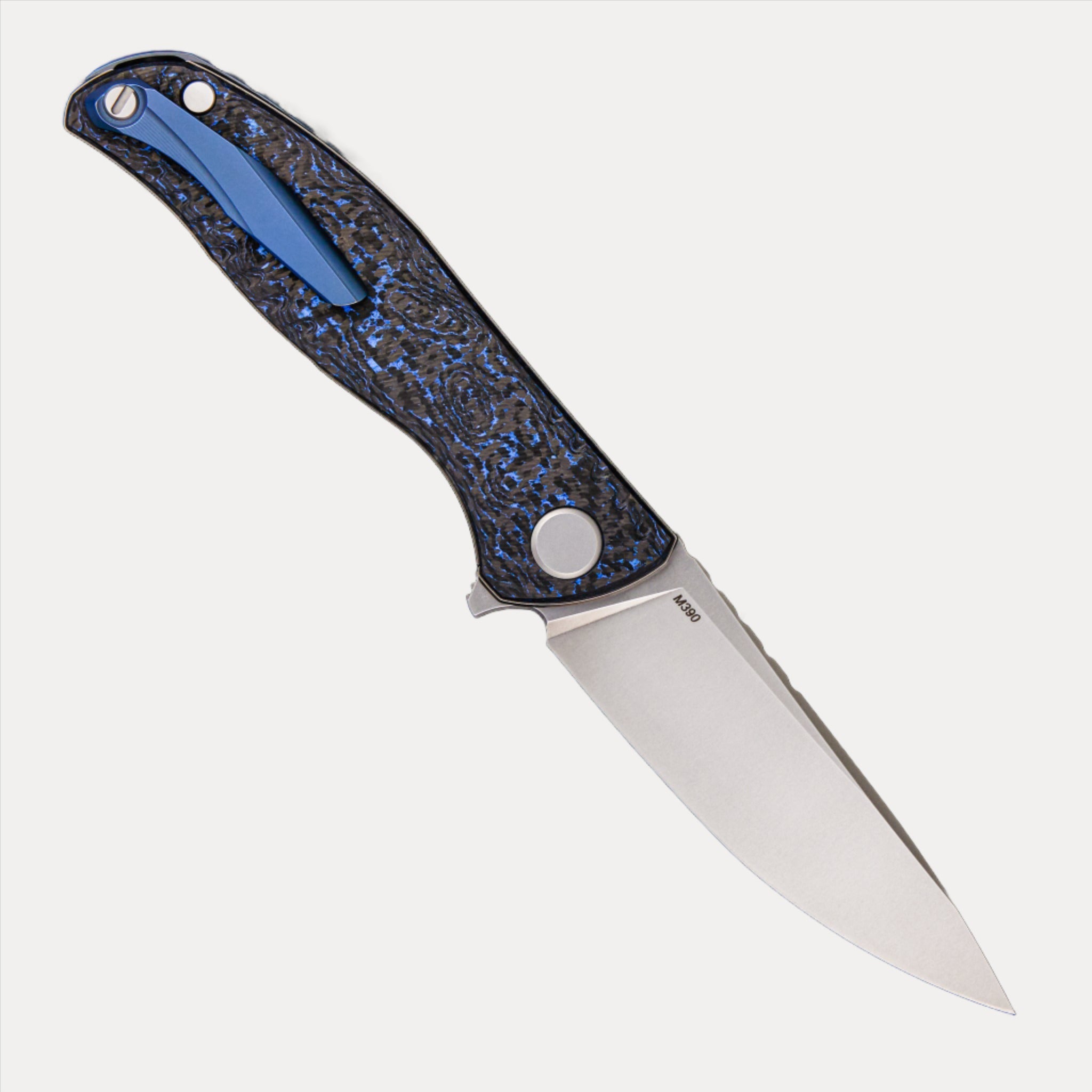 Shirogorov F3 NS – M390 Blade – Blue Carbon Fiber Handle – MRBS