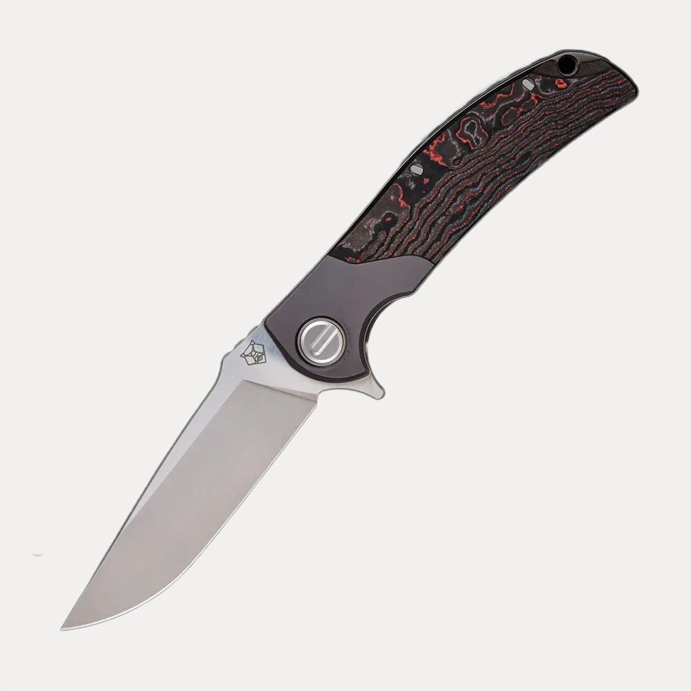 SHIROGOROV “LIMITED EDITION” RJ MARTIN DESIGN RQ36 – Titanium/Lava & Ash CarboTi Handle – S110V Blade – SRRBS