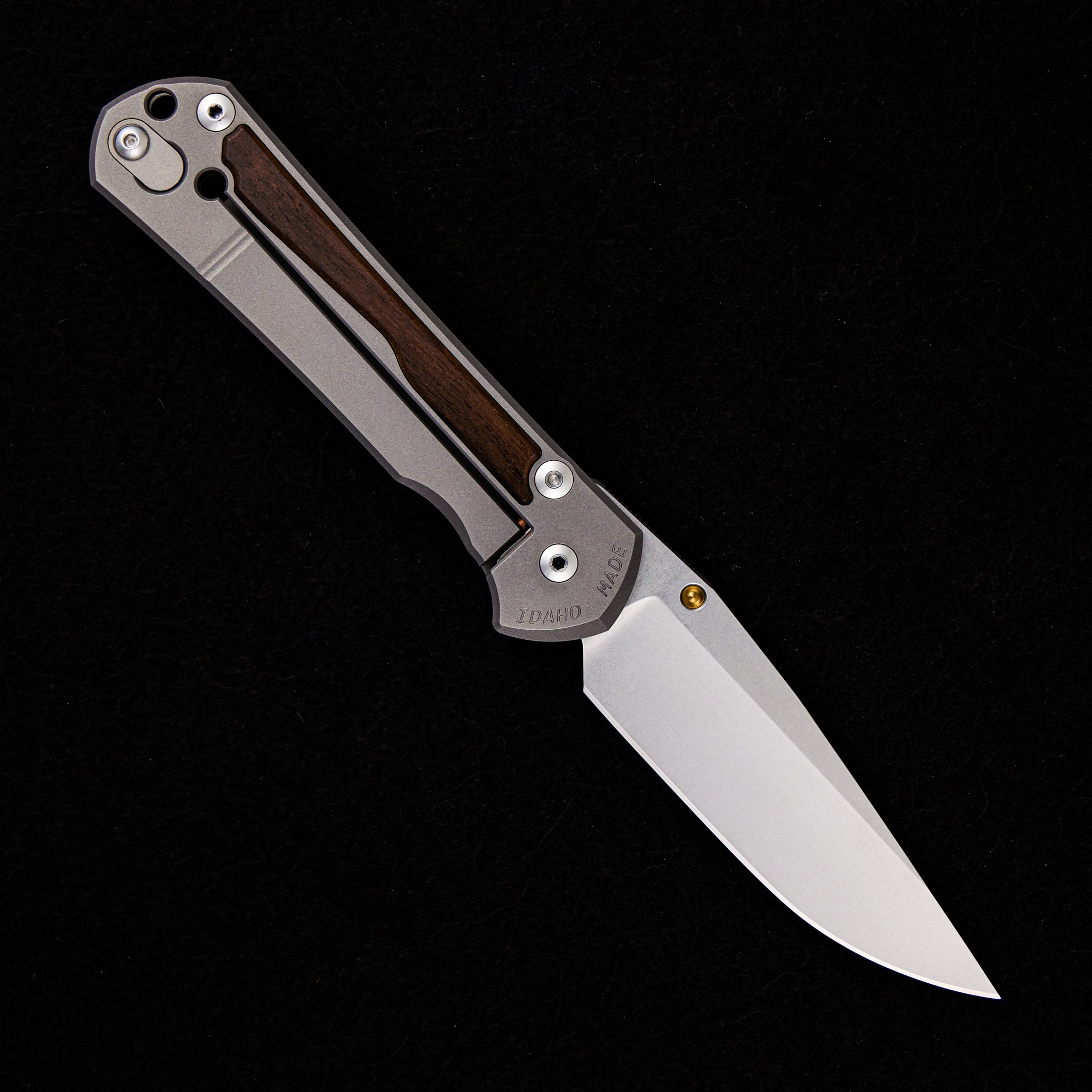 CHRIS REEVE LARGE SEBENZA 31 MACASSAR INLAY – CPM S45VN BLADE – GOLD SINGLE THUMB LUG