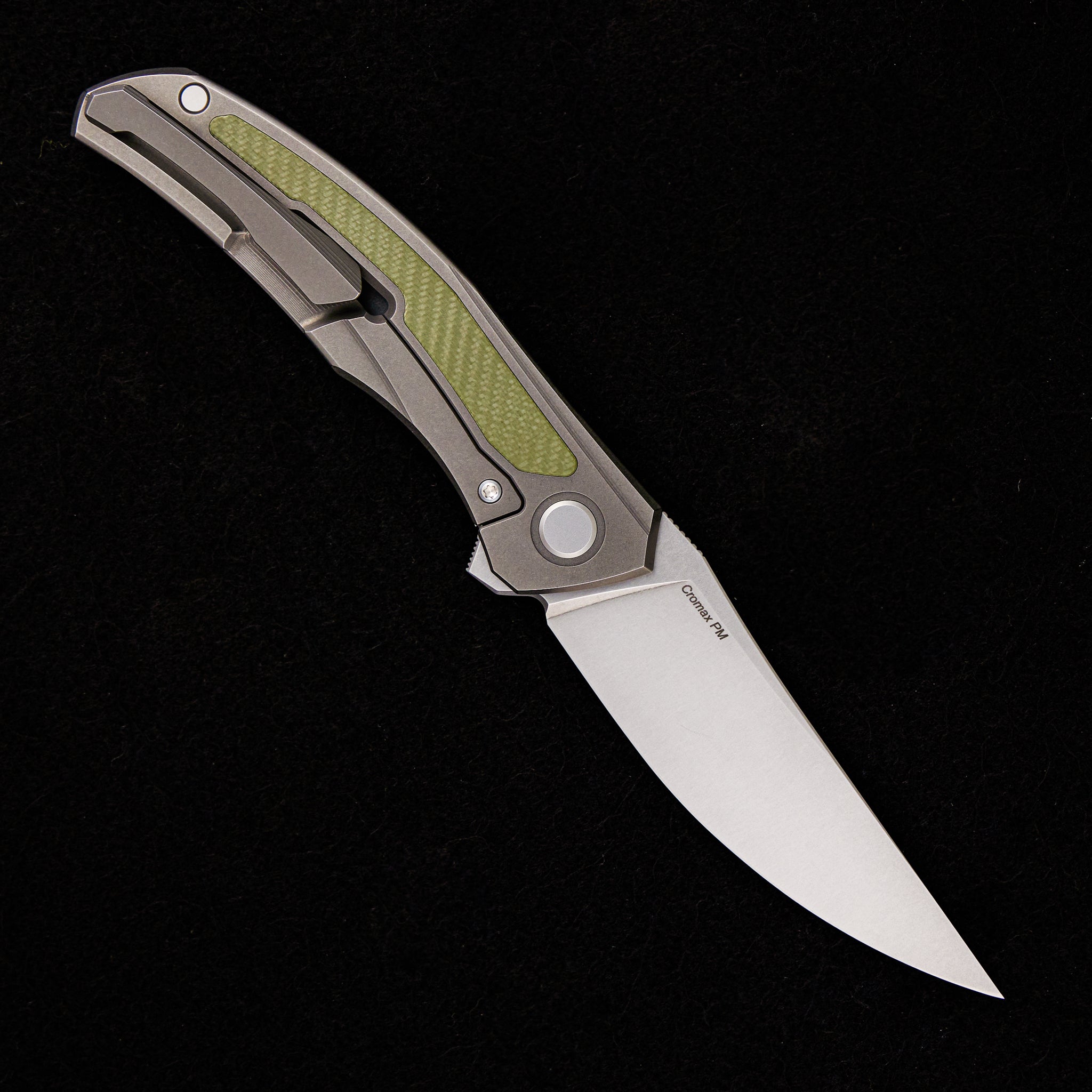 SHIROGOROV URSUS QUANTUM – CROMAX PM BLADE – TITANIUM HANDLE – GREEN G10 INLAY – SRBS