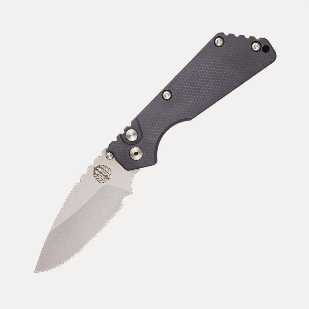 Pro-Tech Knives Strider SNG – Grey G-10 – Black Aluminum – Stonewashed Blade