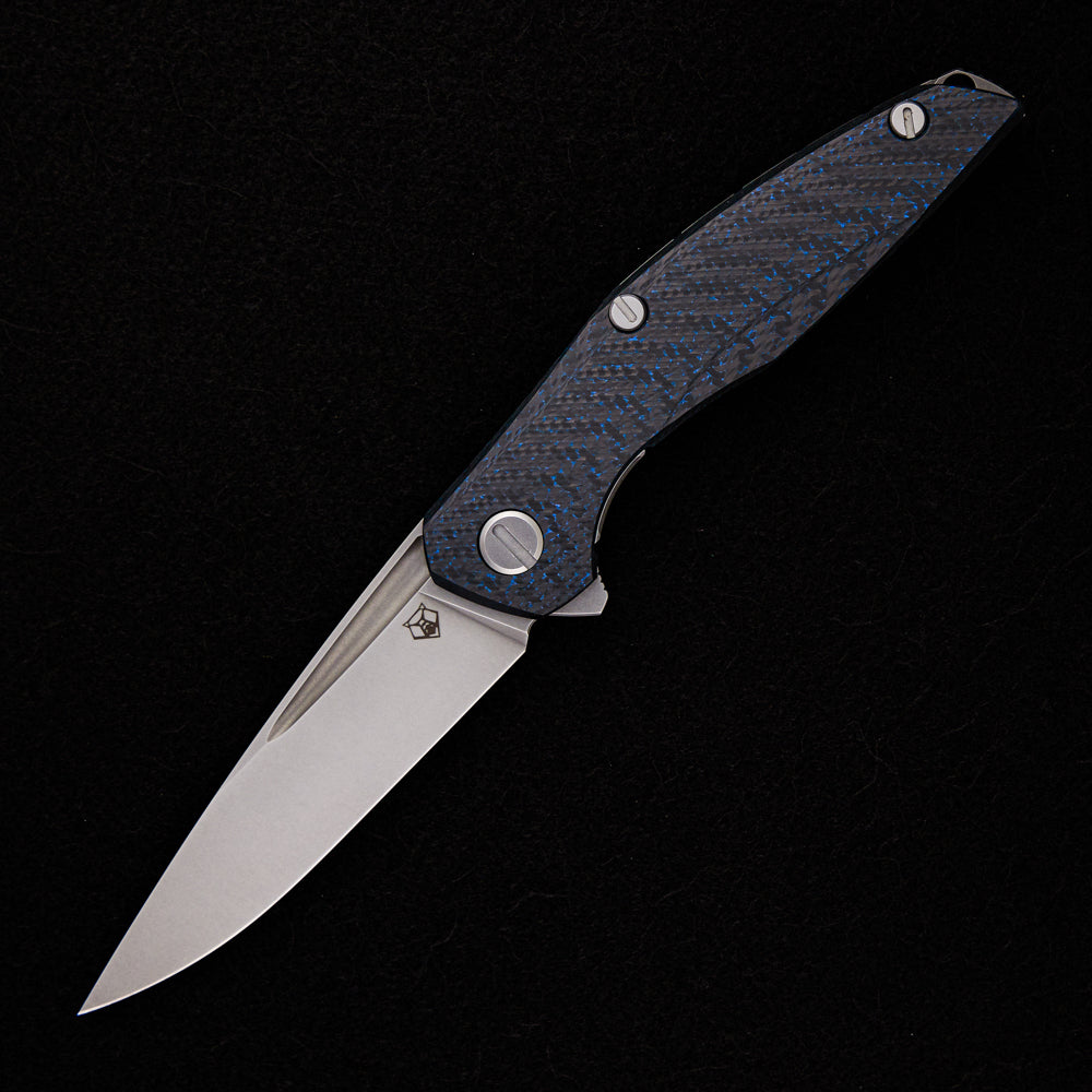 SHIROGOROV 111 – M390 BLADE – BLUE CARBON FIBER HANDLE – MRBS