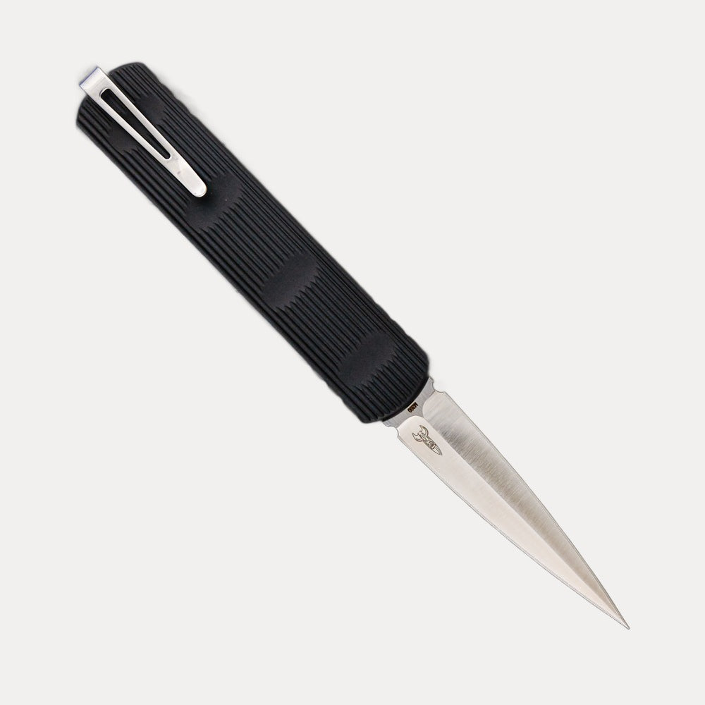 D Rocket Design Zulu – Black Aluminum Handle – Satin Dagger M390 Blade