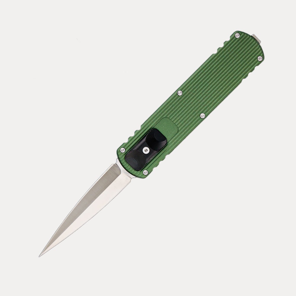 D Rocket Design Zulu – Green Aluminum Handle – Satin Dagger M390 Blade