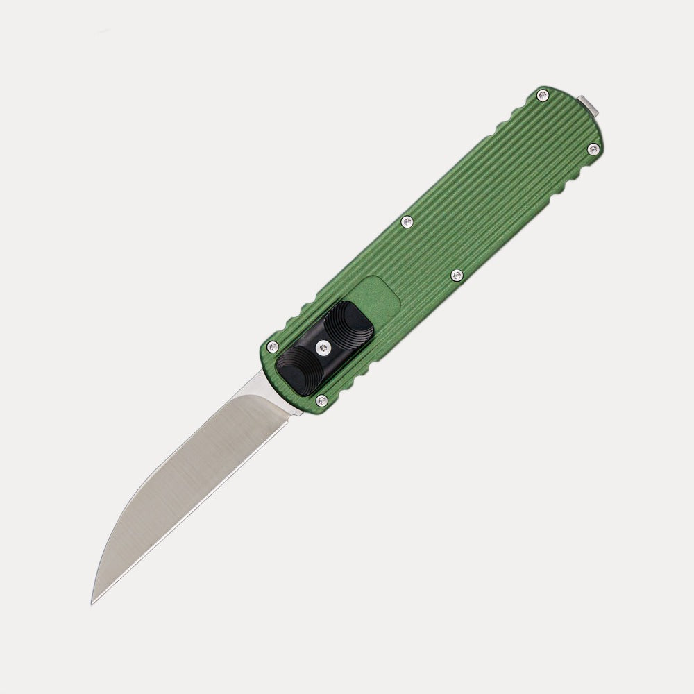 D Rocket Design Zulu – Green Aluminum Handle – Satin Wharncliffe M390 Blade