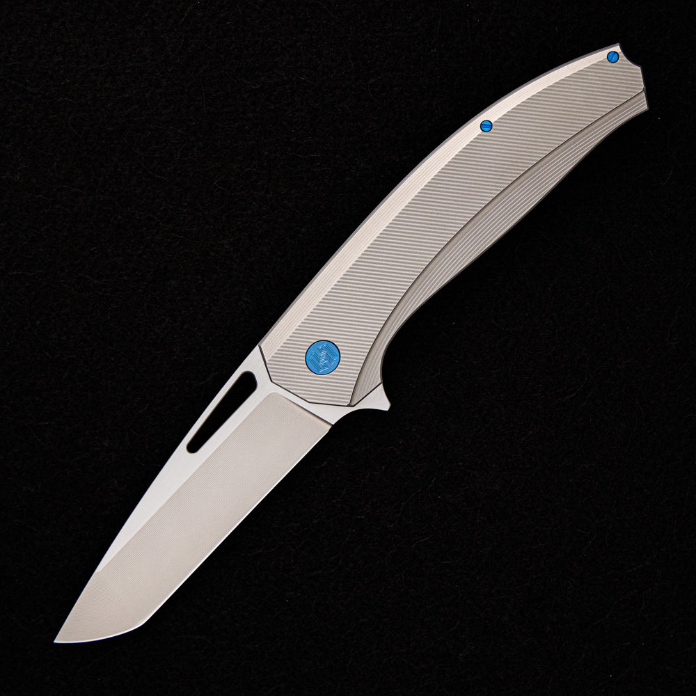 Hog House Knives Veli – Titanium Handle – RWL-34 Blade – C. Blue Titanium Hardware