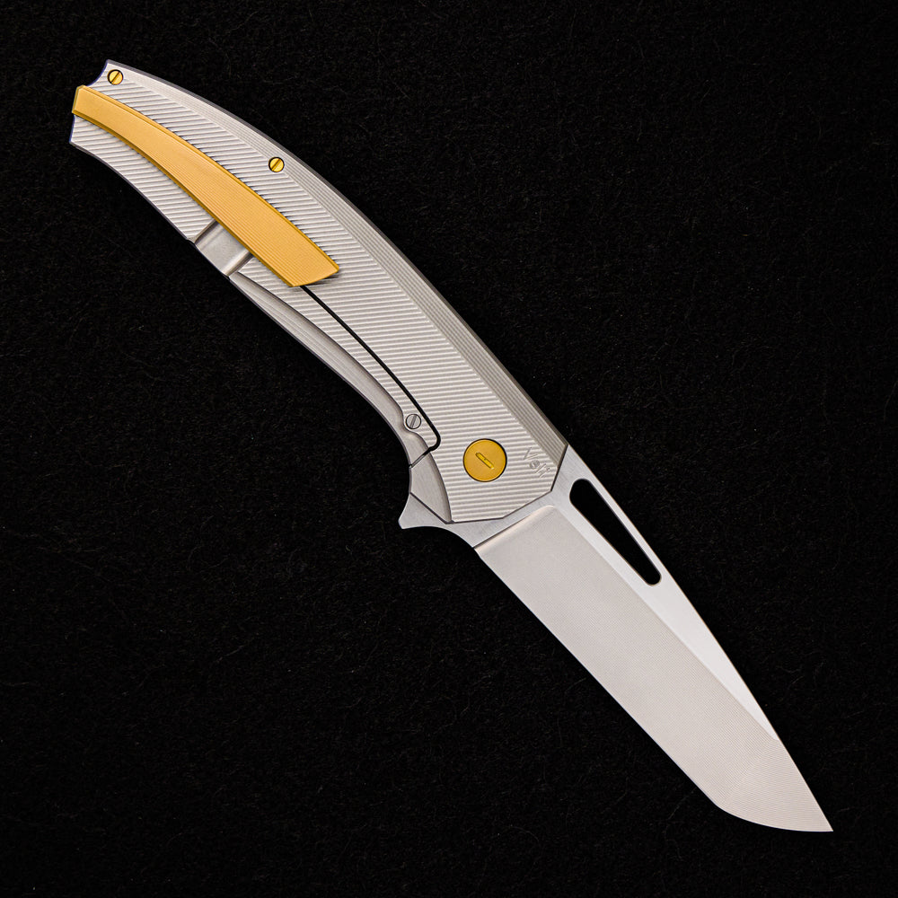 Hog House Knives Veli – Titanium Handle – RWL-34 Blade – Gold Titanium Hardware