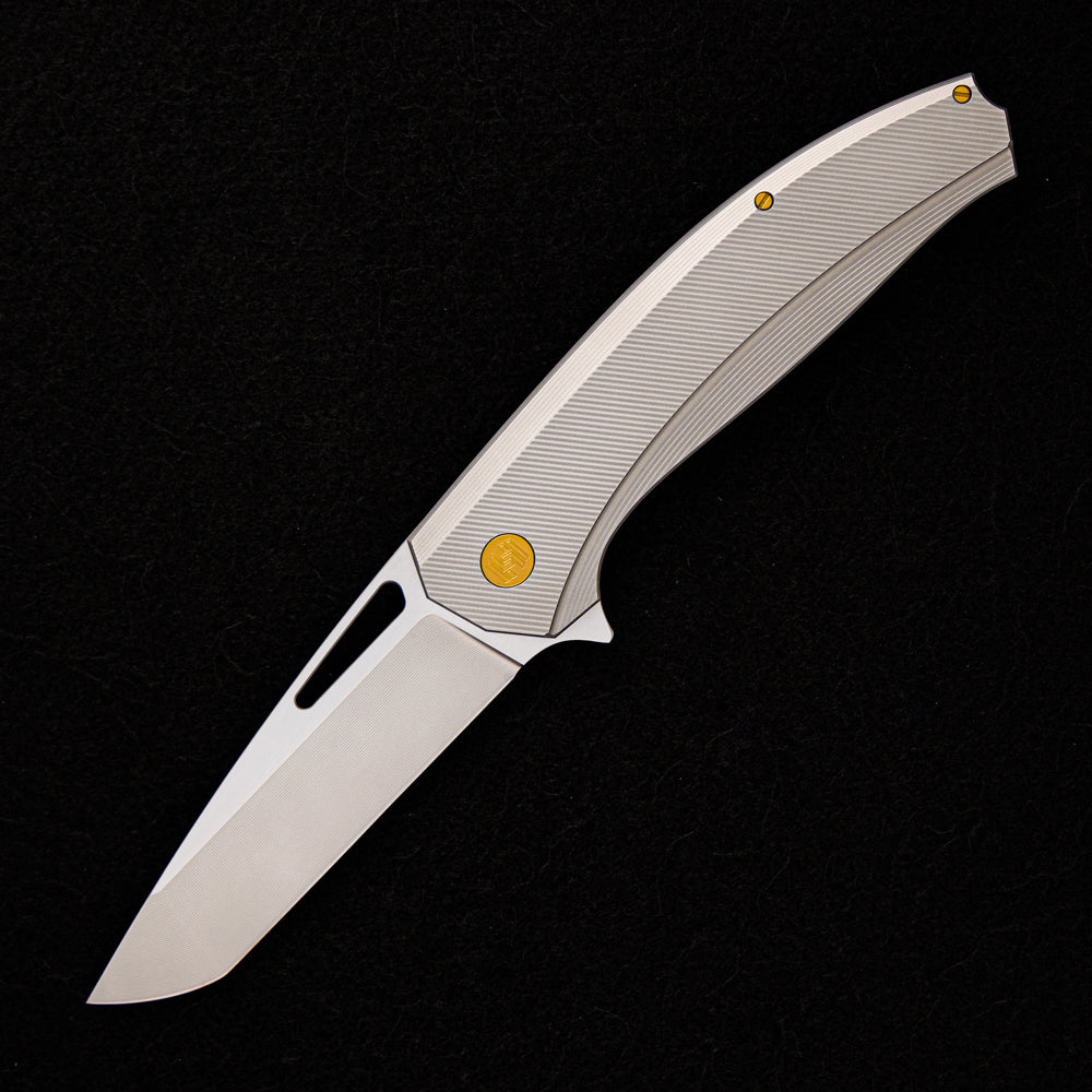 Hog House Knives Veli – Titanium Handle – RWL-34 Blade – Gold Titanium Hardware