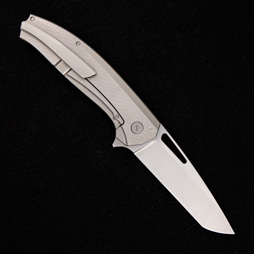 Hog House Knives Veli – Titanium Handle – RWL-34 Blade – Silver Titanium Hardware