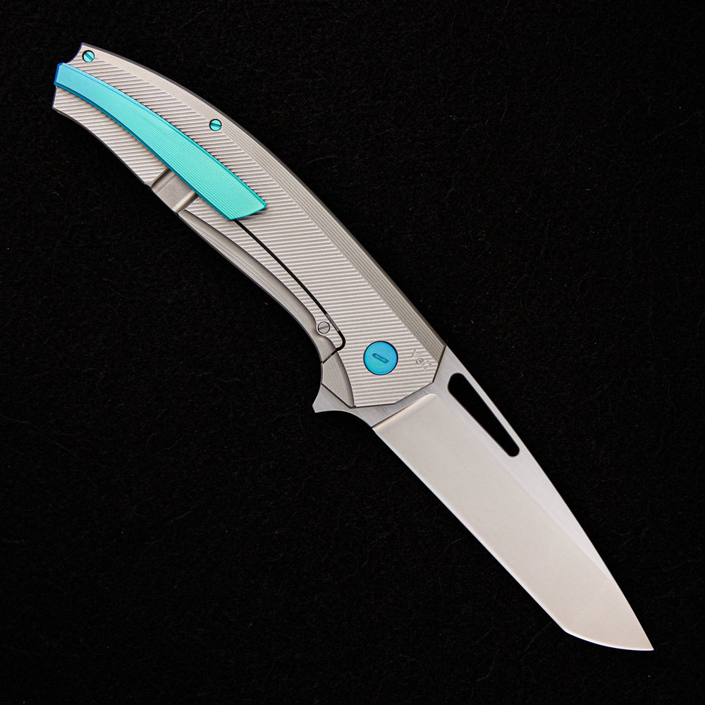 Hog House Knives Veli – Titanium Handle – RWL-34 Blade – Teal Titanium Hardware