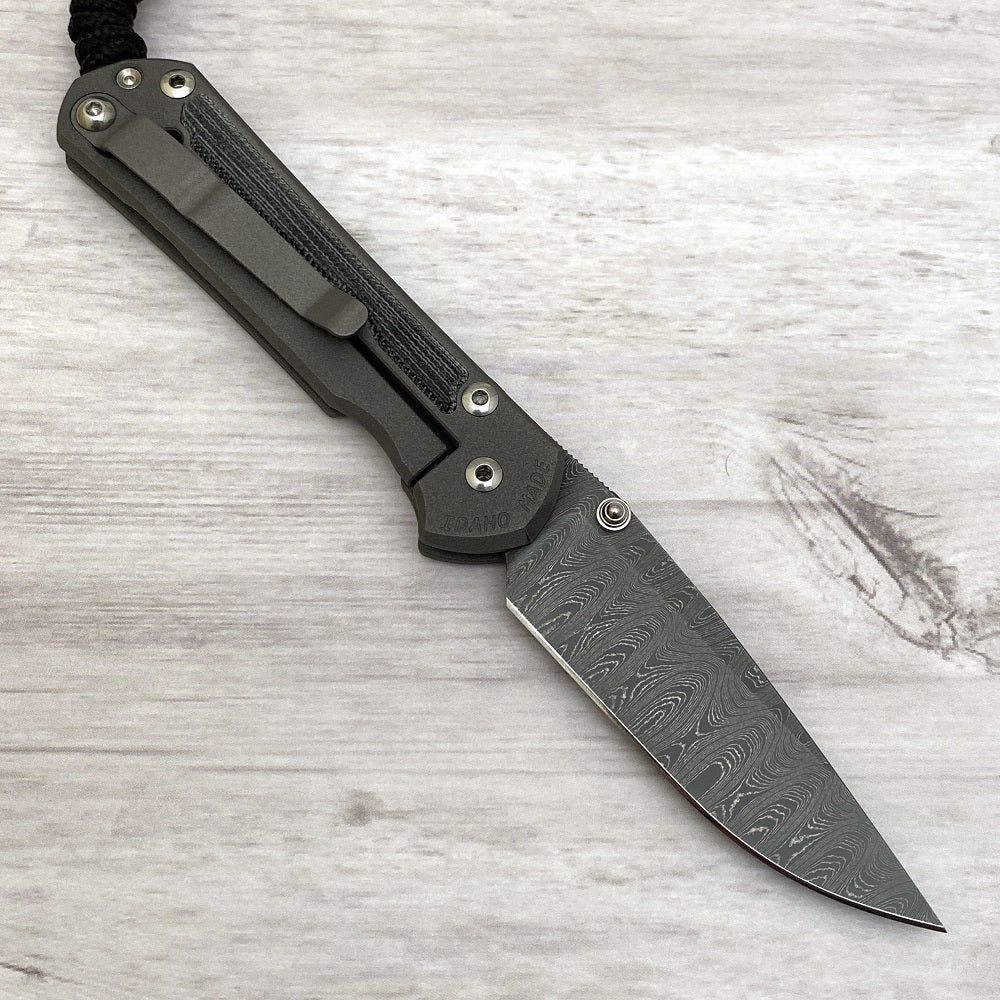 CHRIS REEVE SMALL SEBENZA 31 BLACK CANVAS MICARTA INLAY - LADDER BLADE - SILVER DOUBLE THUMB LUGS