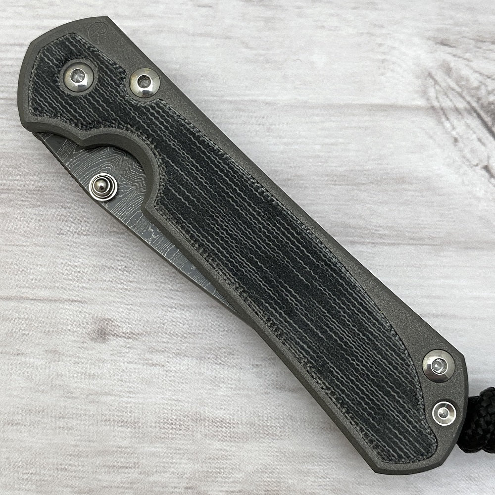 CHRIS REEVE SMALL SEBENZA 31 BLACK CANVAS MICARTA INLAY - LADDER BLADE - SILVER DOUBLE THUMB LUGS