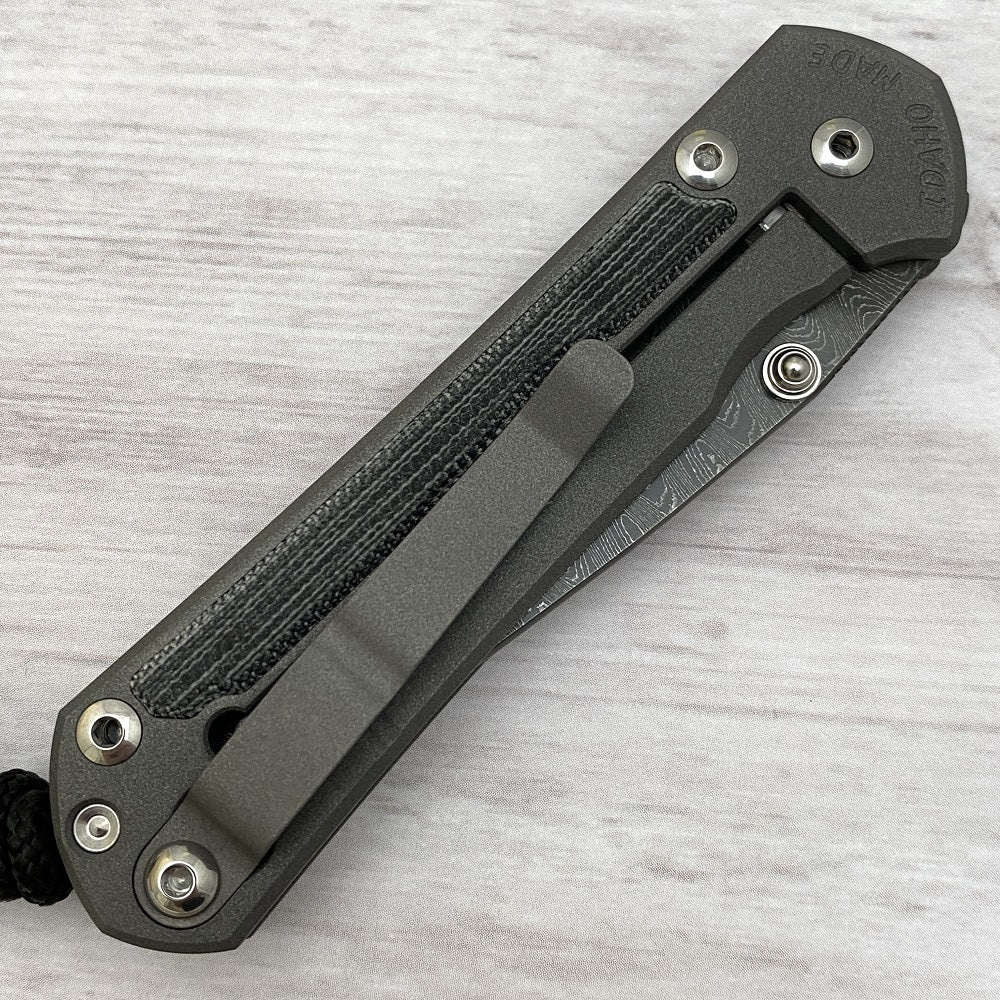 CHRIS REEVE SMALL SEBENZA 31 BLACK CANVAS MICARTA INLAY - LADDER BLADE - SILVER DOUBLE THUMB LUGS