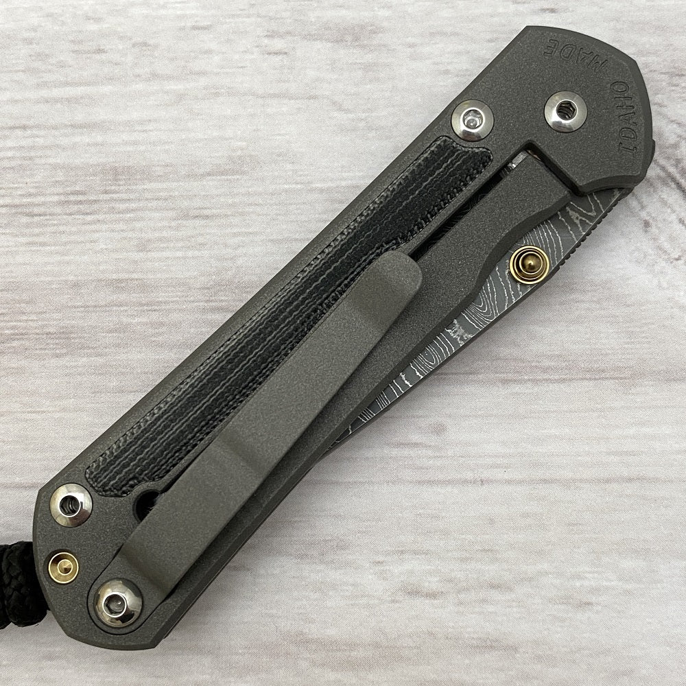 CHRIS REEVE SMALL SEBENZA 31 BLACK CANVAS MICARTA INLAY - LADDER BLADE - GOLD DOUBLE THUMB LUGS