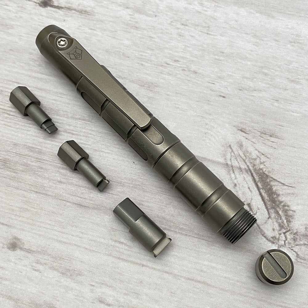 Shirogorov V3 Titanium Pivot Tool Pen - Stonewashed