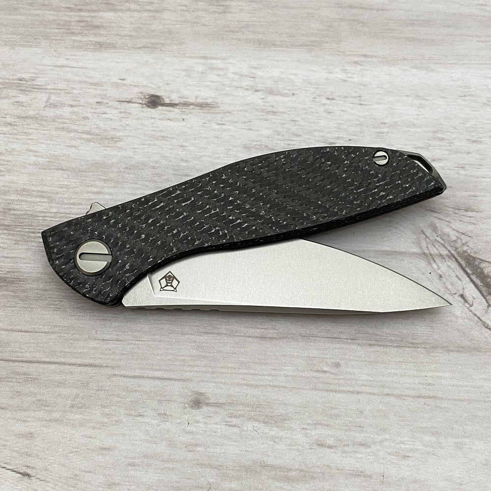 SHIROGOROV HATION ZERO - M390 BLADE - WHITE CARBON FIBER & TITANIUM HANDLE - MRBS