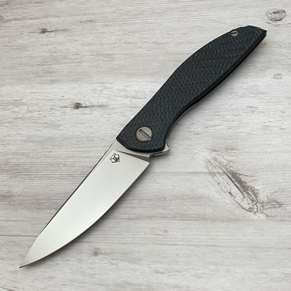 SHIROGOROV HATION ZERO - M390 BLADE - BLUE CARBON FIBER & TITANIUM HANDLE - MRBS