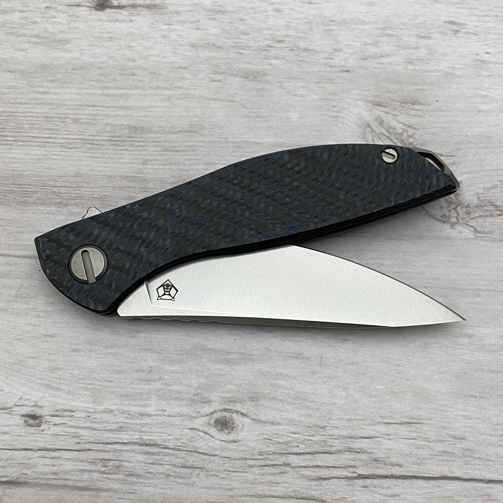 SHIROGOROV HATION ZERO - M390 BLADE - BLUE CARBON FIBER & TITANIUM HANDLE - MRBS