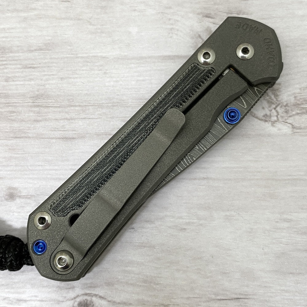 CHRIS REEVE SMALL SEBENZA 31 BLACK CANVAS MICARTA INLAY - LADDER BLADE - BLUE DOUBLE THUMB LUGS