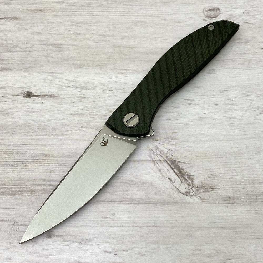 SHIROGOROV HATION ZERO - M390 BLADE - GREEN CARBON FIBER & TITANIUM HANDLE - MRBS