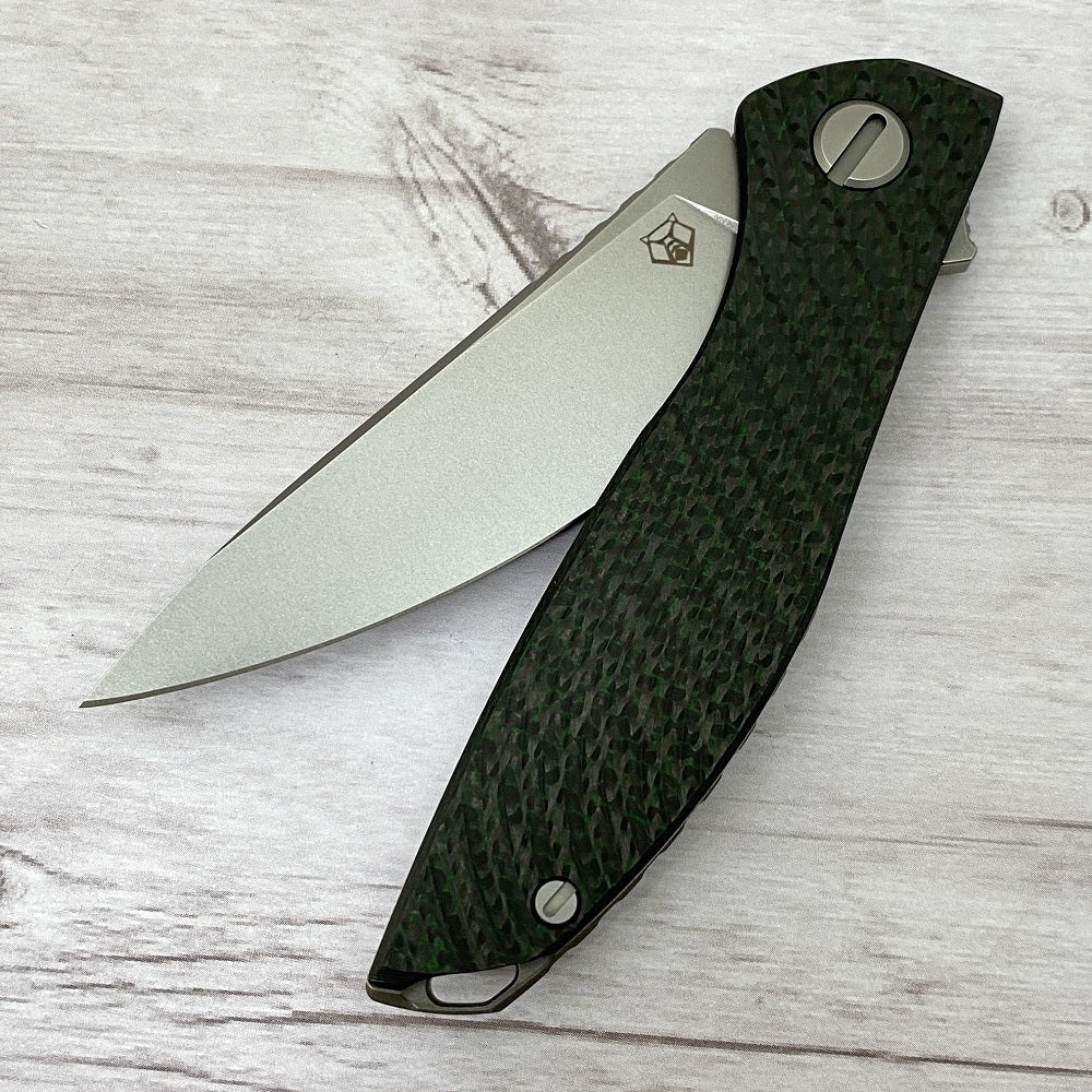 SHIROGOROV HATION ZERO - M390 BLADE - GREEN CARBON FIBER & TITANIUM HANDLE - MRBS