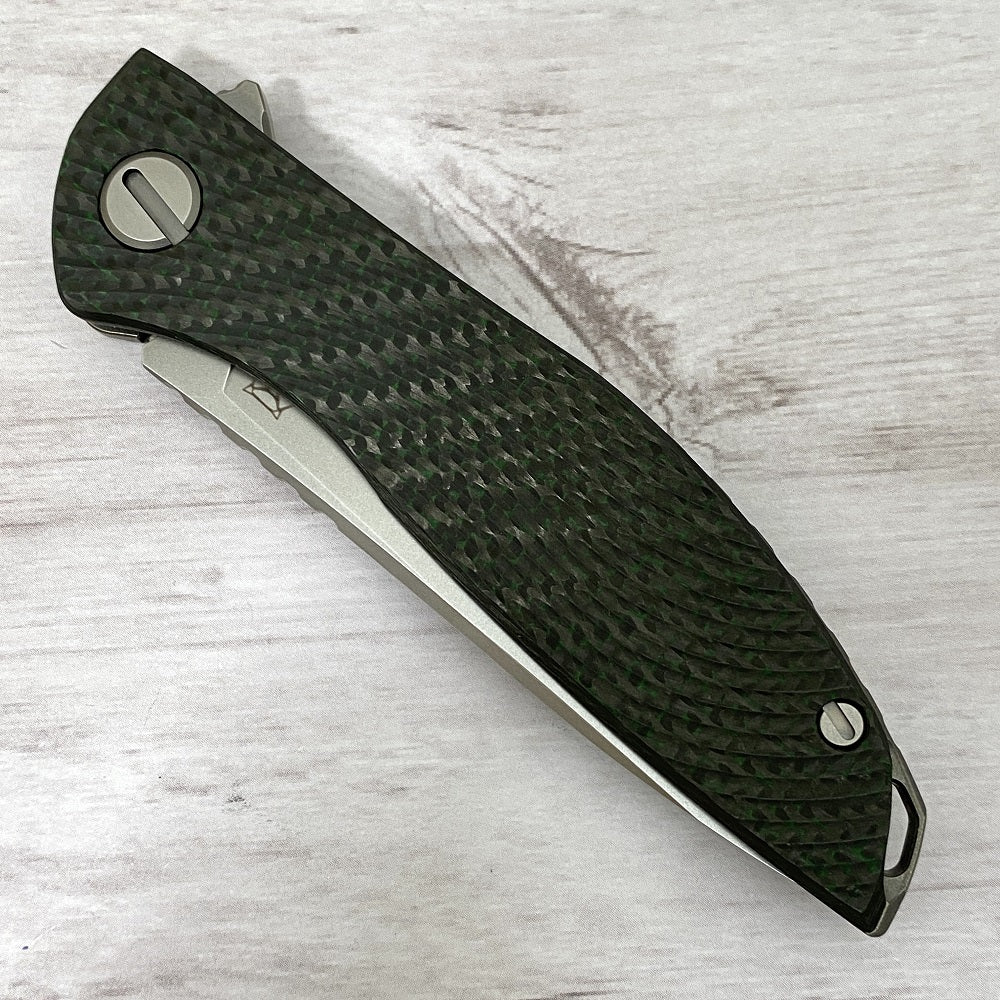 SHIROGOROV HATION ZERO - M390 BLADE - GREEN CARBON FIBER & TITANIUM HANDLE - MRBS